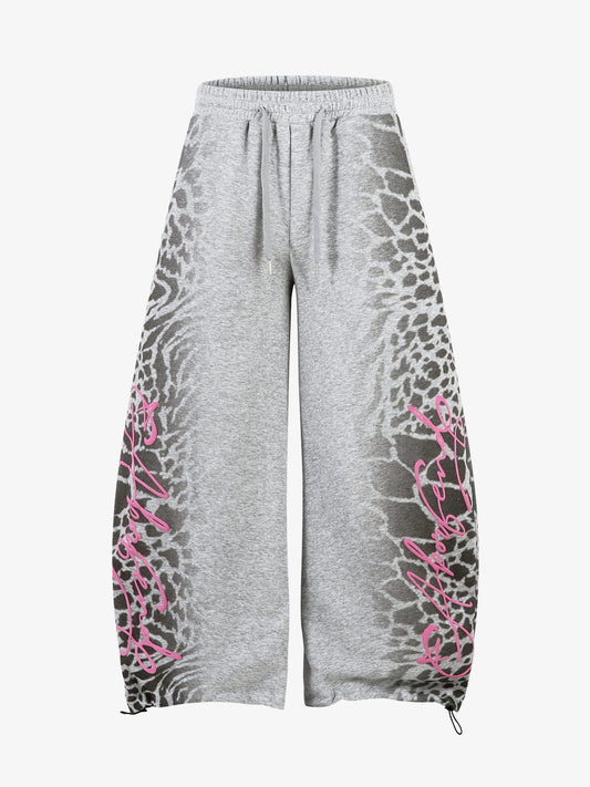 Leopard Curved Seam Wide-Leg Pants
