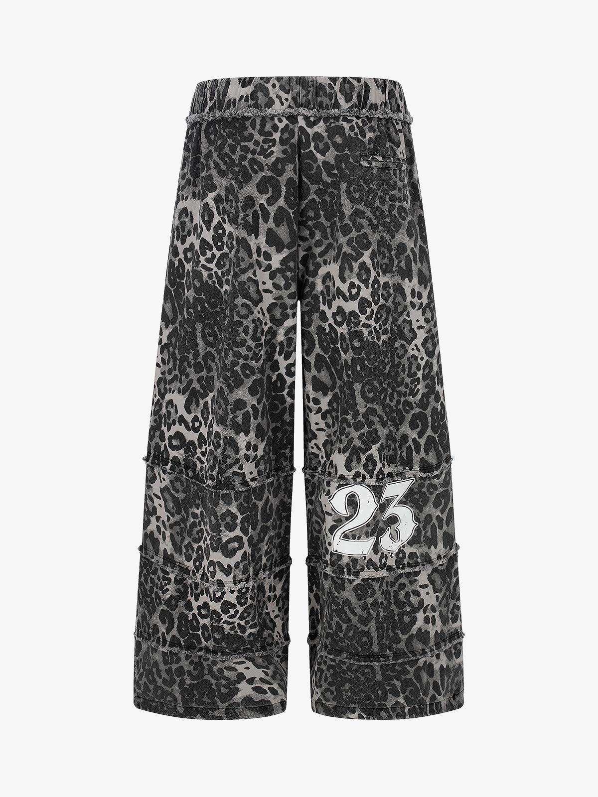Leopard Print Cropped Pants – Wide-Leg Cotton Blend with Raw Hem