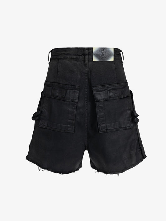 Industrial Multi-Pocket Distressed Cargo Shorts