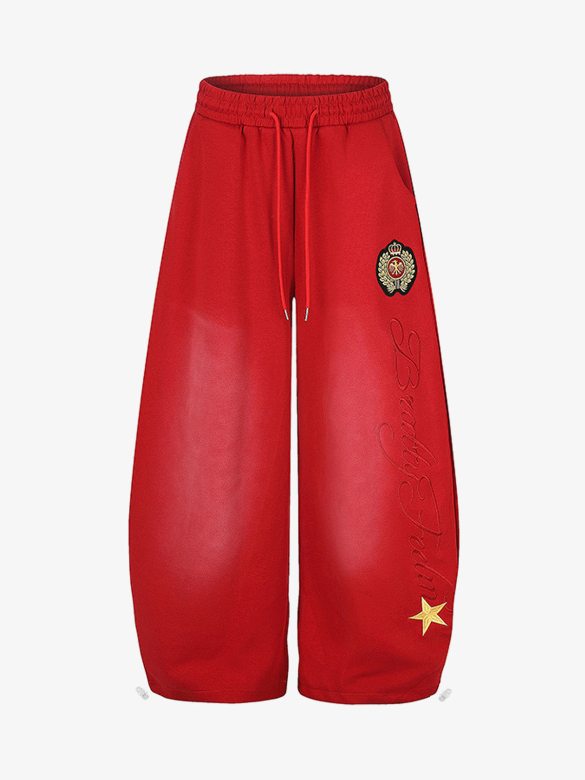 Letter Embroidered Wide-Leg Pants