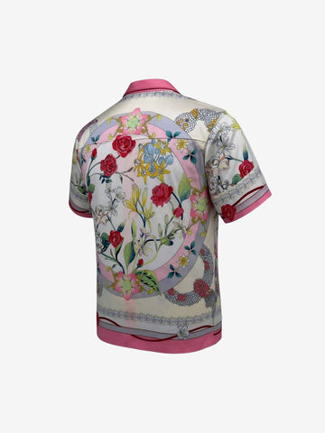 Baroque Floral Satin Cuban Shirt 