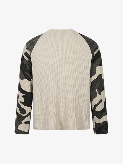 Camo Paneled Waffle Long Sleeve Tee
