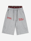 Embroidered Letter Plaid Patchwork Sporty Shorts