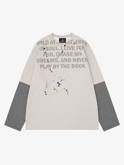 Striped Letter Graphic Long Sleeve Tee