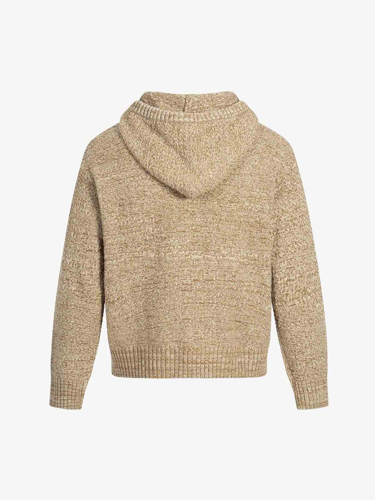 Relaxed Fit Knit Hooded Pullover Hoodie Sweater 