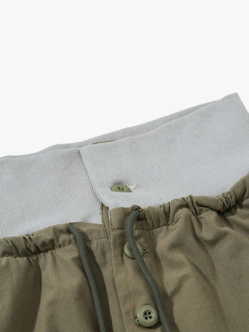 Faux Two-Piece Wide-Leg Paratrooper Pants