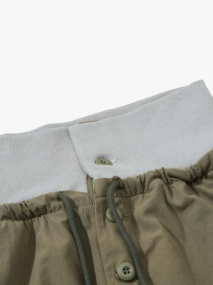 Faux Two-Piece Wide-Leg Paratrooper Pants