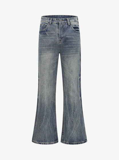 Retro Washed Faded Flared Jeans 