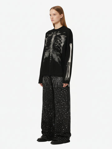 Skeleton Graphic Waffle Sweatshirt - 2495