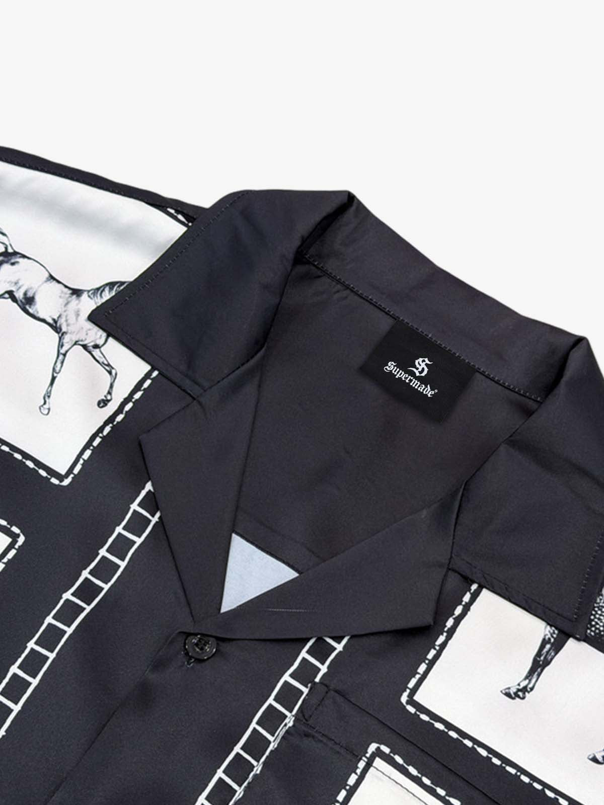 Vintage Horse Photo Satin Shirt