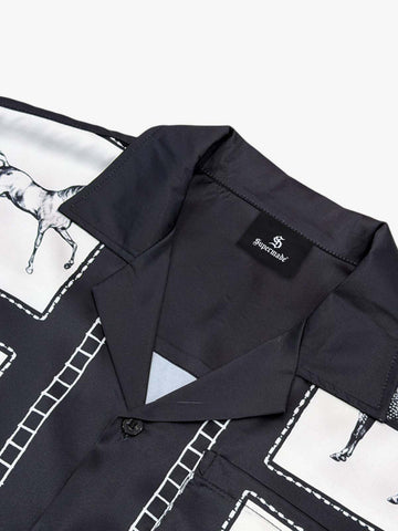 Vintage Horse Photo Satin Shirt