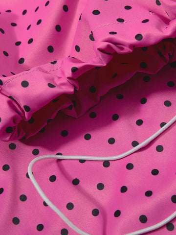 Retro Polka Dot Side Stripe Drawstring Baggy Pants