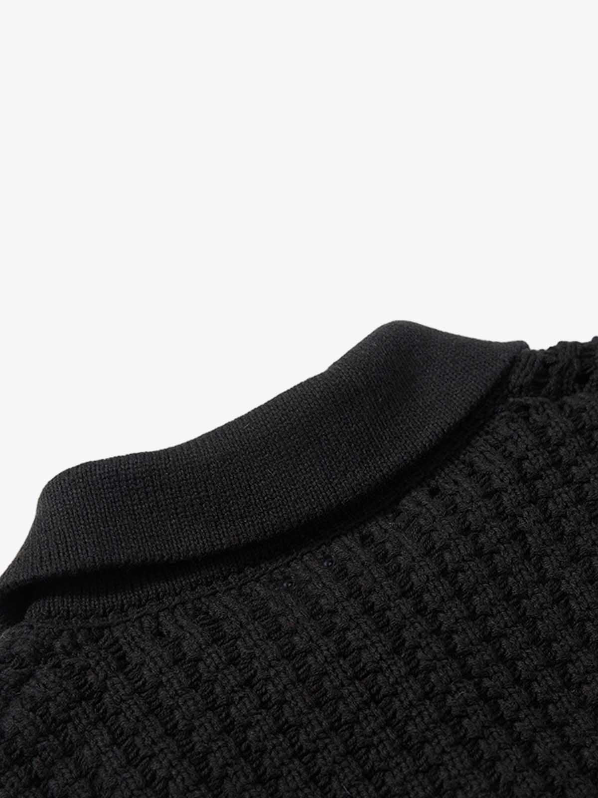 Retro Cable Knit Button-Up Collared Cardigan Sweater 