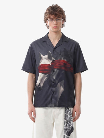 Red Blindfold Horse Hawaiian Shirt