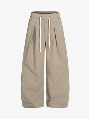 Drawstring Pleated Barrel Pants 