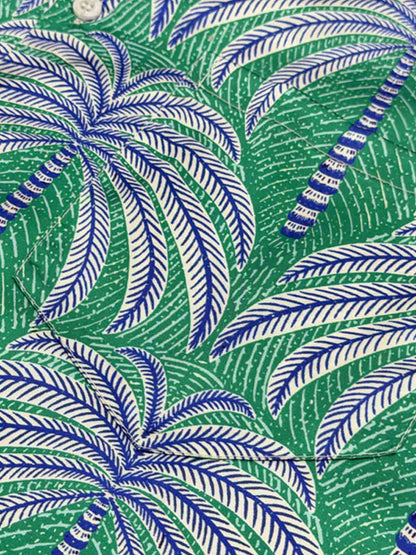 Teal Palm Leaves Hawaiian ShirtVacation Design