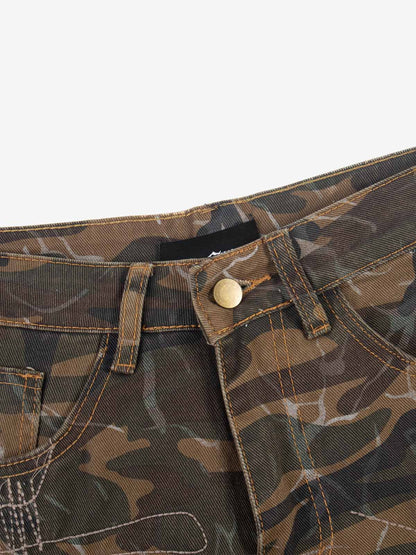 Camo Panel Embroidered Jeans