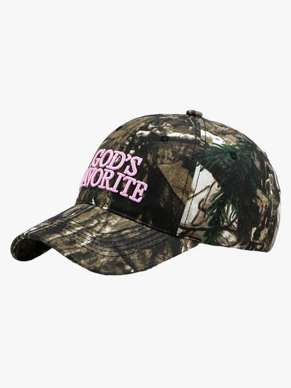 Classic Camo “God’s Favorite” Embroidery Curved Brim Baseball Cap 