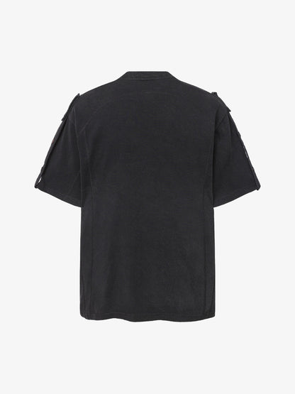 Vintage-Inspired Ombré Wash Henley Detail T-Shirt 