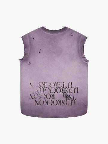 Letter Graphic Spray-Painted Distressed Vest