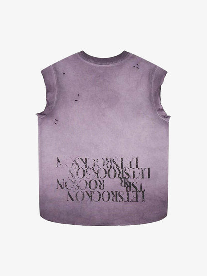Letter Graphic Spray-Painted Distressed Vest