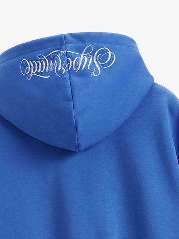 Faux Fur Hooded Sweatshirt with Embroidered Scorpion Graphic