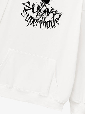 Gothic Devil Graphic Washed Hoodie 