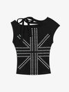Flag Graphic Off-Shoulder T-Shirt