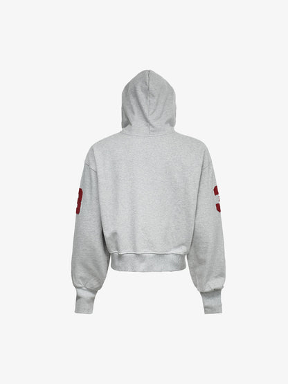 Streetwear Knight Horse Embroidered Cropped Zip-Up Hoodie