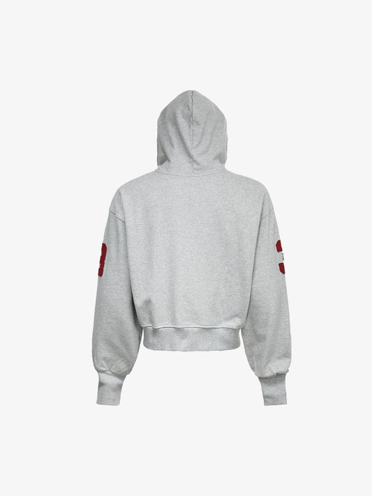 Streetwear Knight Horse Embroidered Cropped Zip-Up Hoodie