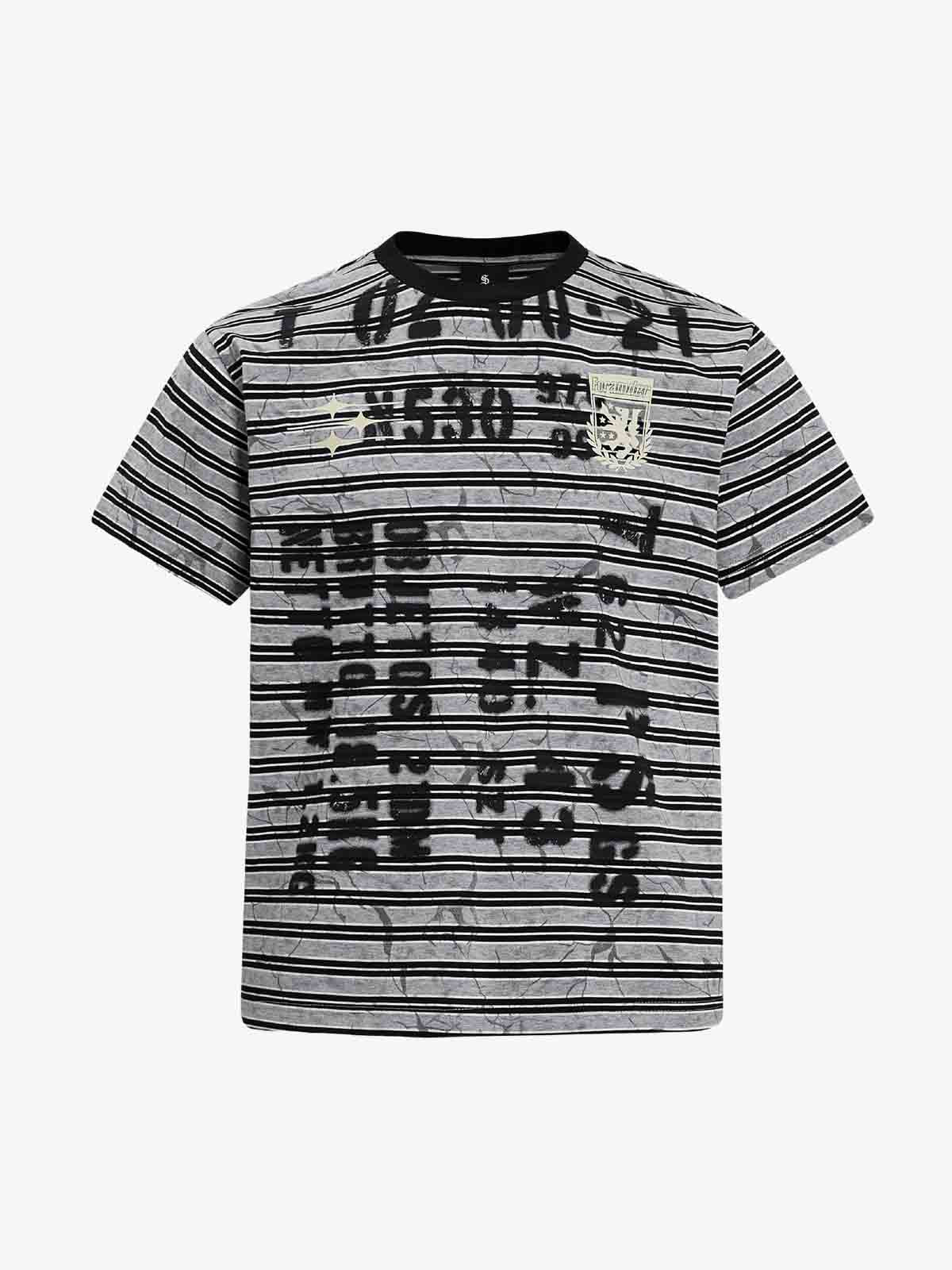 Grunge Striped Distressed Graphic T-Shirt 