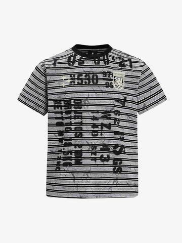 Grunge Striped Distressed Graphic T-Shirt 