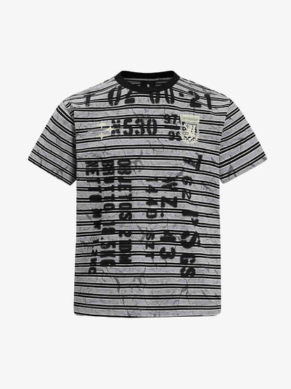 Grunge Striped Distressed Graphic T-Shirt 