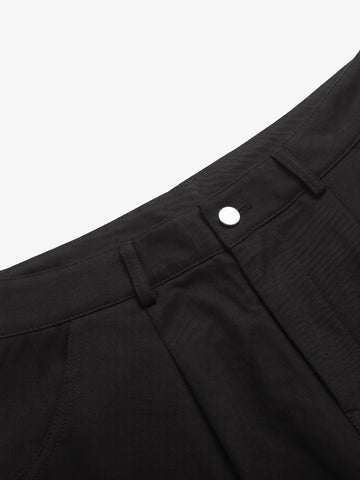 Embroidered Multi-Pocket Cargo Capri Pants