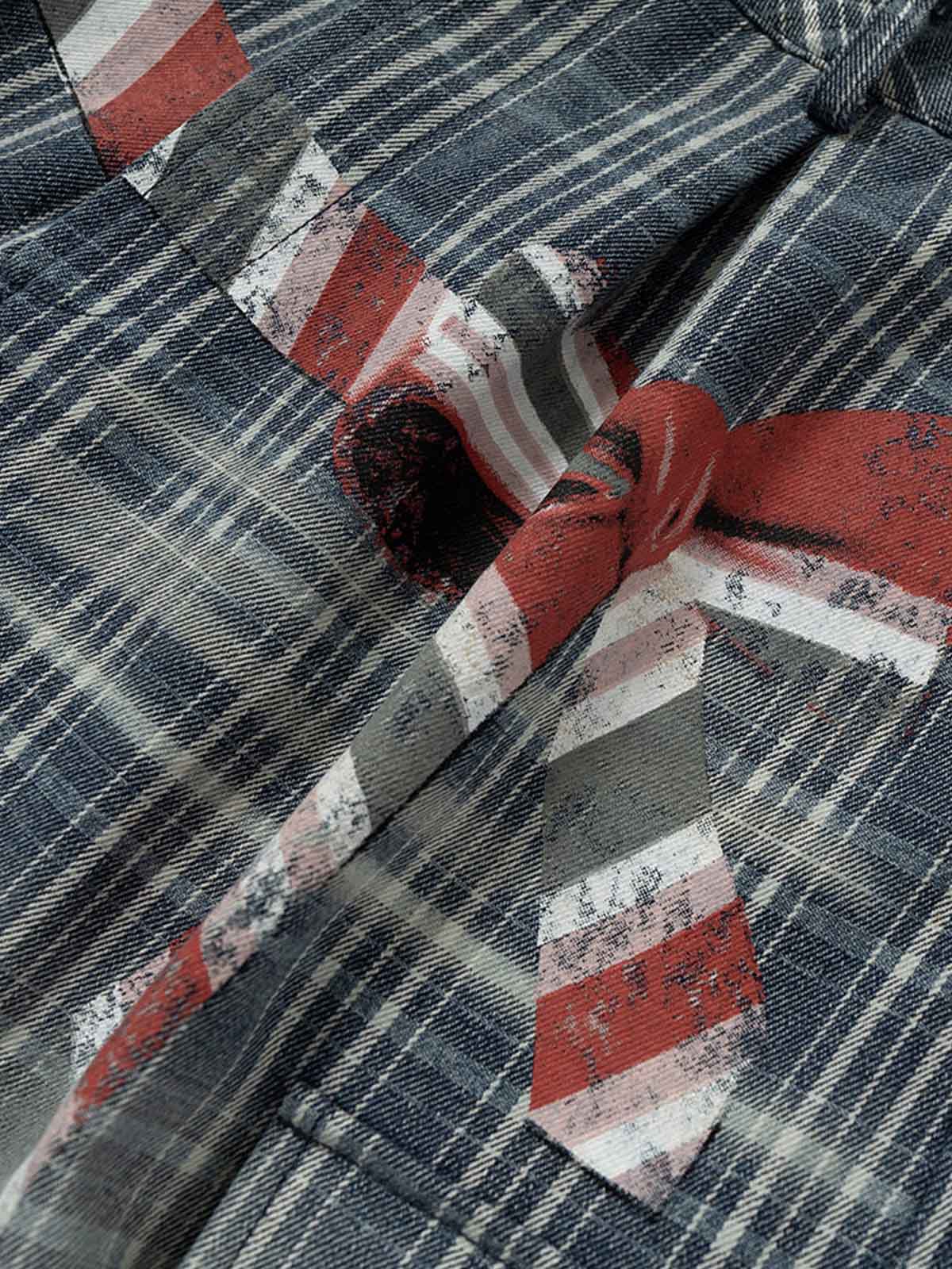 Plaid Cargo Wide-Leg Shorts
