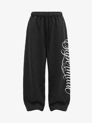 Fleece Jogger Pants with Embroidered Script Detail