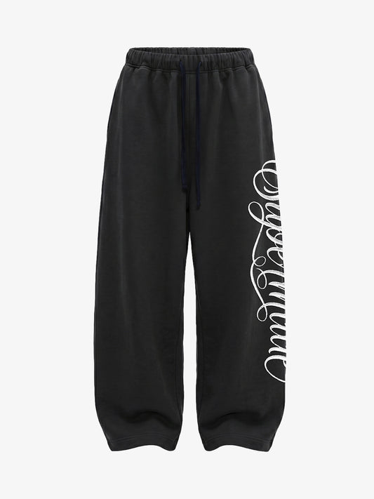Fleece Jogger Pants with Embroidered Script Detail