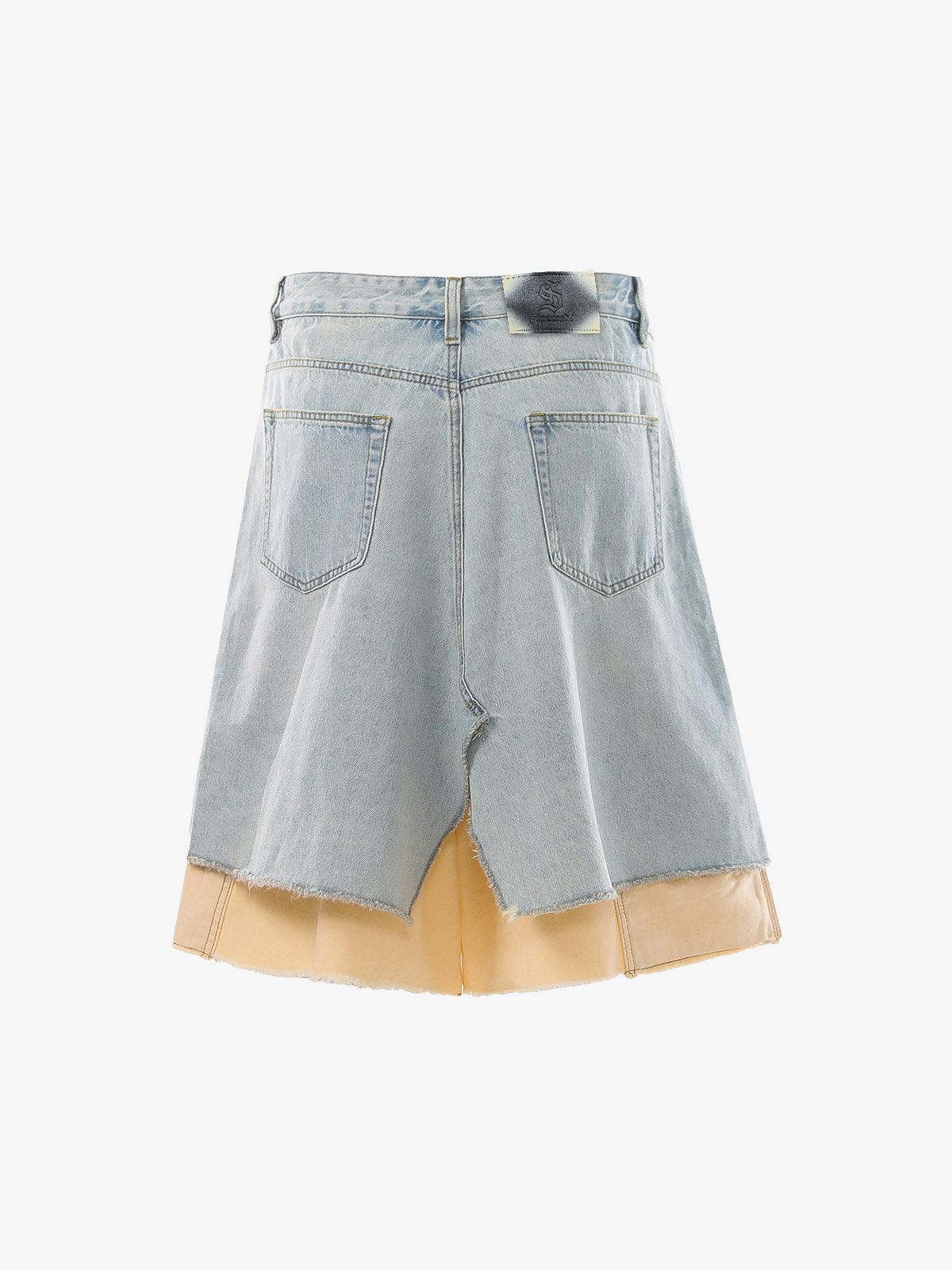 Faux Two-Piece Ripped Denim Shorts
