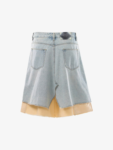 Faux Two-Piece Ripped Denim Shorts