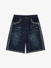 Pearl Embroidered Denim Shorts