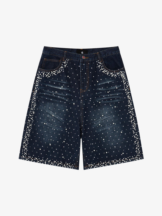 Pearl Embroidered Denim Shorts