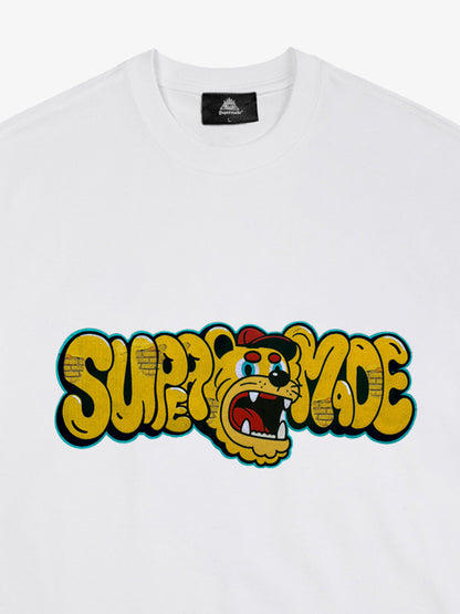 Street Graffiti Trendy Tiger Head Font T-Shirt 