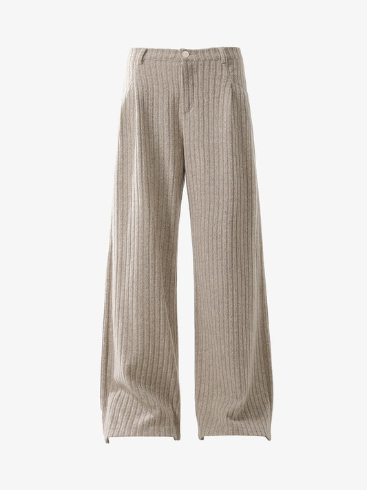 Retro Wool Blend Pleated Baggy Trousers 