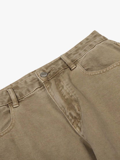 Curved Barrel Leg Inner Pleat Utility Jeans 