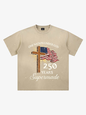 Cross Flag Graphic Washed T-Shirt