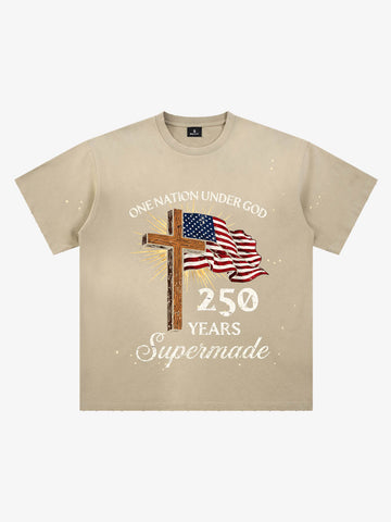 Cross Flag Graphic Washed T-Shirt