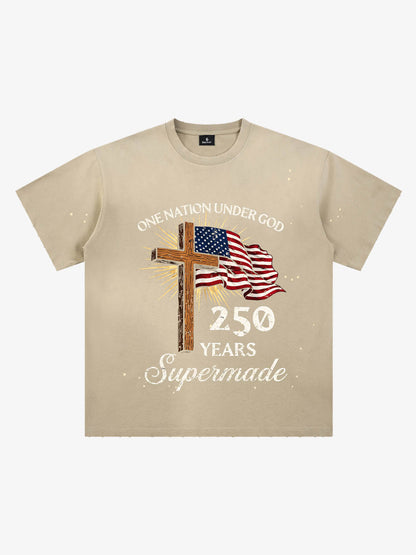 Cross Flag Graphic Washed T-Shirt
