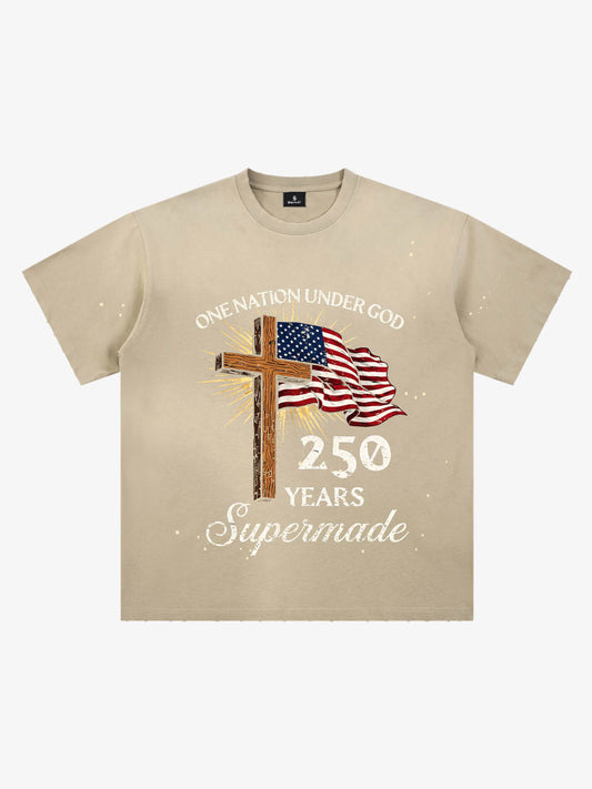 Cross Flag Graphic Washed T-Shirt