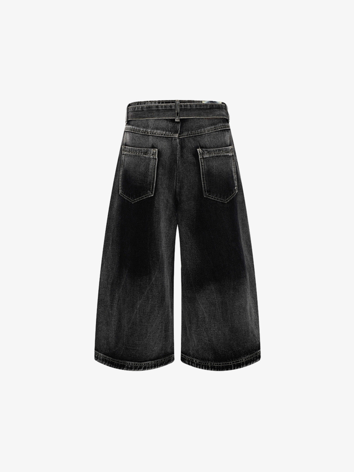 Belted Curved Seam Wide Leg Jorts