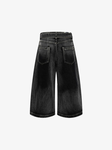 Belted Curved Seam Wide Leg Jorts